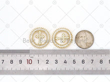 Load image into Gallery viewer, Baguette CZ Cross Coin Pendant,18K Gold Filled Cross Charm,Sku#LK461