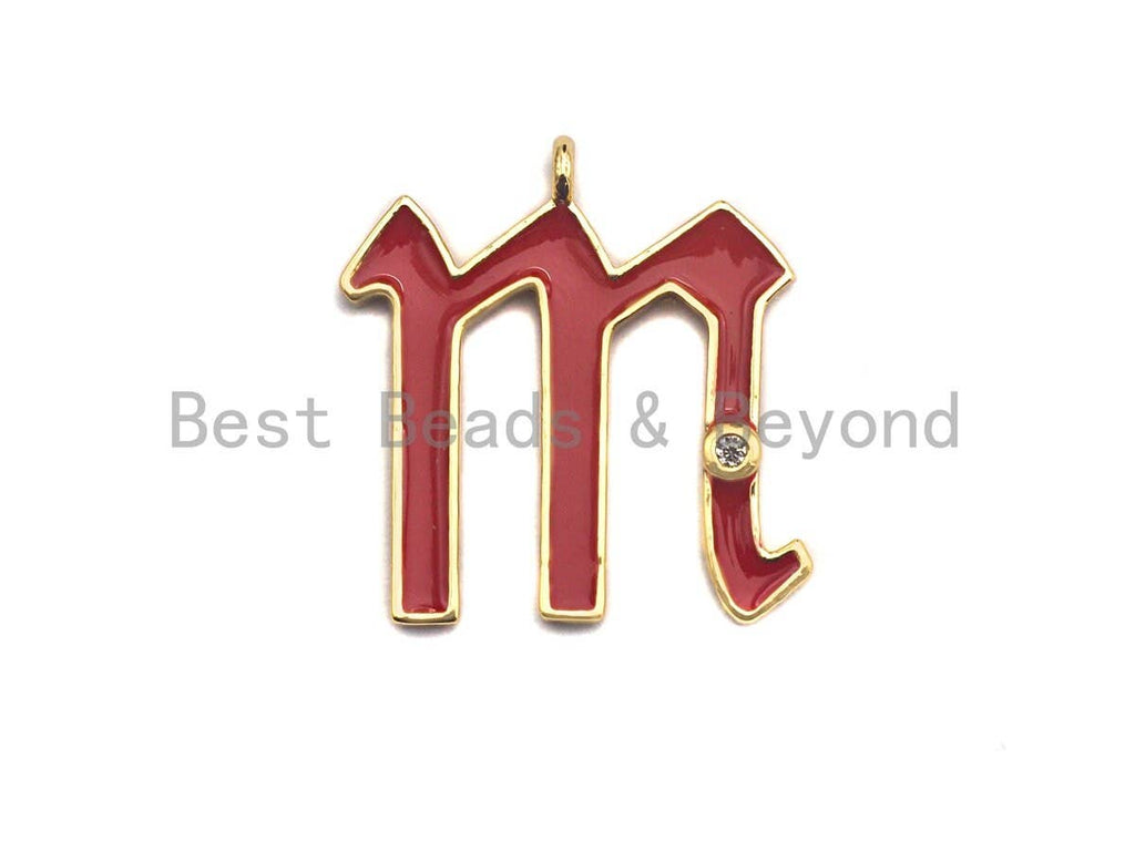 Enamel pave alphabet letter, Alphabet Charms, Initial Alphabet Letters, Custom Naming Pendants, Initial Letter m Pendant, 21x23mm,sku#B122