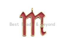 Load image into Gallery viewer, Enamel pave alphabet letter, Alphabet Charms, Initial Alphabet Letters, Custom Naming Pendants, Initial Letter m Pendant, 21x23mm,sku#B122