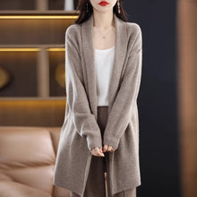 Load image into Gallery viewer, Womens Stylish Loose-fitting Mid-length Knit Cardigan