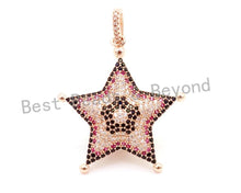 Load image into Gallery viewer, CZ Micro Pave Multi Color Star/Starfish Pendant with Diamond Bail, Cubic Zirconia Pendant,Gold/Rose Gold/Silver/Black Tone,30x40mm,SKU#F6