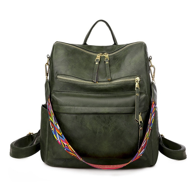 Large-Capacity Women's Backpack | Niche Stone-Texture PU Leather Retro Bag