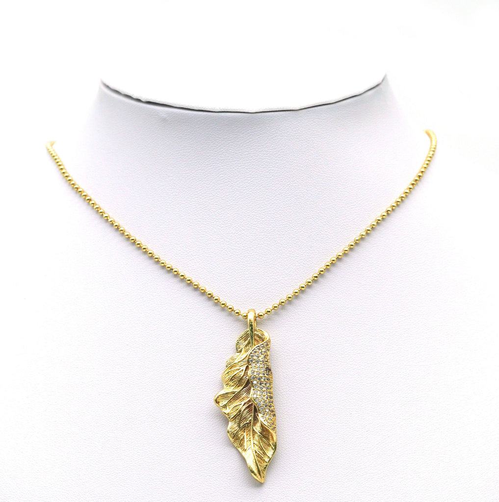CZ Leaf Shape Charm, Sku#LX35c