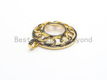Load image into Gallery viewer, CZ Micro Pave Large Filigree Donut Ring Pendant, CZ Pave Pen