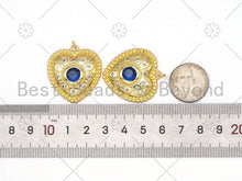 Load image into Gallery viewer, 18K Gold Filled Large Fancy Cobalt CZ Micro Pave Heart Pendant,Heart Pendant, 30mm,Sku#LK423