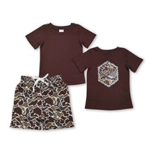 Load image into Gallery viewer, Brown camo duck top pocket shorts boys clothes