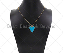 Load image into Gallery viewer, Gold Filled Black White Red Blue Enamel Heart Pendant, SKU#L504
