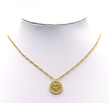 Load image into Gallery viewer, CZ Heart on Round Coin Charm, Sku#LK645
