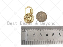 Load image into Gallery viewer, 18K Gold Filigree Style Round Lock Clasp, Gold Fancy Lock, Chain Clasp, Screw Lock,16x28mm,sku#K143