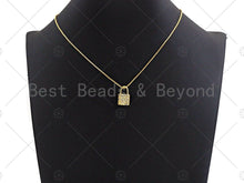 Load image into Gallery viewer, 18K Gold Micro CZ Pave Lock Pendant, Gold Lock Charm,  Padlock Beads, Jewelry Findings, 12x18mm, sku#LK46