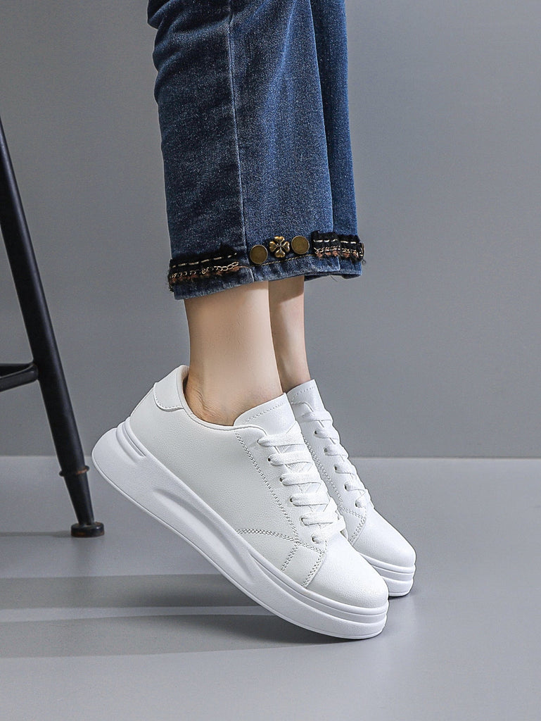 Women's Platform Sports Casual Sneakers - Lace-Up Athletic Fashion Shoes