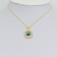 Load image into Gallery viewer, Blue Planet Stone Gold Round Garland Charm Pendant, Sku#LD680
