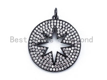 Load image into Gallery viewer, CZ Micro Pave Hollow Star Pendant/Charm, Cubic Zirconia Pendant Charm,24x31mm,1pc/2pcs, sku#F124