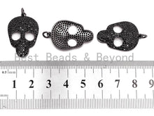 Load image into Gallery viewer, Black CZ Pave On Black Micro Pave Skull Head Charm Beads, Halloween Beads, Cubic Zirconia Pave Skull Charm,Skull Pendant 18x27mm, sku#F381