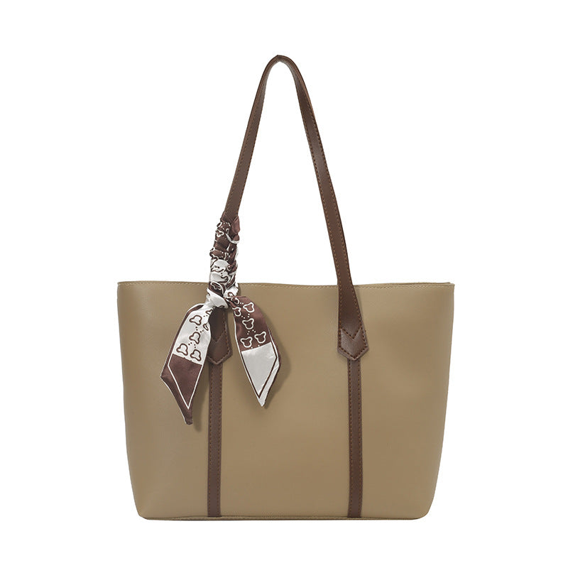 Women's PU Leather Shoulder Tote Bag | Commuter Handbag with Silk Scarf | Sarah Express