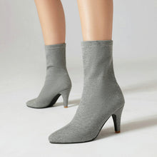 Load image into Gallery viewer, Women's Pointed Toe Stiletto Heel Boots | Slip-On Low Shaft Dress Heels