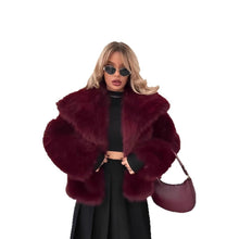 Load image into Gallery viewer, Women's Pure Color Versatile Faux Fur Collar Long Sleeve Coat Plus Size Outerwear