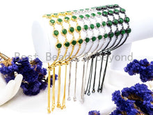 Load image into Gallery viewer, Sliding Adjustable Chain Bracelet, 8mm Green Jade bracelet, Link bracelet, Silver Gold Black Bracelet, Gem Beaded Bracelet, SKU#A47