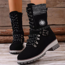 Load image into Gallery viewer, Women's Lace-Up Ankle Combat Boots – PU Leather Low Heel Military Style