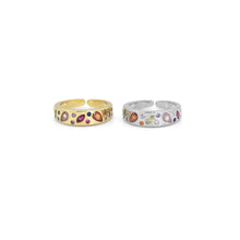 Load image into Gallery viewer, Gold Silver Multicolor Colorful CZ Adjustable Ring, Sku#B373