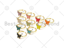 Load image into Gallery viewer, Colorful Enamel Butterfly Shape Adjustable Ring, Sku#X273