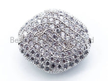 Load image into Gallery viewer, 18x16x7mm CZ Fully Micro Pave Flat Oval Diamond Shape Spacer Beads, Cubic Zirconia Marquise Shape Space Beads, Rose Gold Pave Beads, sku#N29
