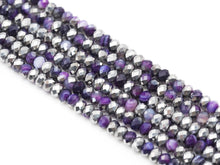 Load image into Gallery viewer, Half Silver Plated Natural Purple Banded Agate Rondelle Faceted Beads, Sku#UA272