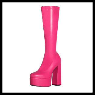 Women's Leopard Print Mid-Calf Boots - Chunky Heel Platform Boots with Waterproof Sole