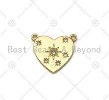 Load image into Gallery viewer, CZ Micro Pave Five Point Star On Heart Shape Pendant,18K Gold Filled Star Charm, Necklace Bracelet Charm Pendant,19x16mm,Sku#LK403
