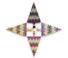 Load image into Gallery viewer, CZ Micro Pave Rainbow Triangle Pendant, Multi Color CZ Pave Beads, Cubic Zirconia Pendant, 18x34mm, sku#F10