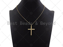 Load image into Gallery viewer, Large CZ Micro Pave Gold Cross Shape Pendant, Sku# LK142