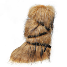 Load image into Gallery viewer, Women's Fur-Lined Mid-Calf Snow Boots | Cross-Strap Buckle | Slip-On Winter Boots