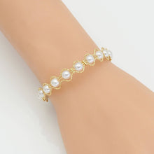 Load image into Gallery viewer, White Pearl Gold Adjustable Bracelet, Sku#B368