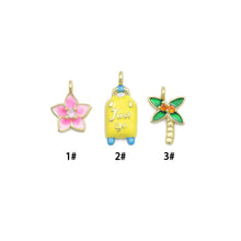 Load image into Gallery viewer, Flower Suitcase Coconut Tree Charm Travel Pendant,Sku#LD741