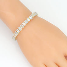 Load image into Gallery viewer, Gold Silver Rectangle CZ Adjustable Bracelet with Ball End, Sku#A443