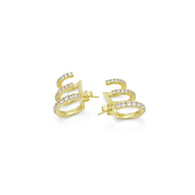 Load image into Gallery viewer, Clear CZ Triple Line Wrap Stud Earrings, Sku#A407