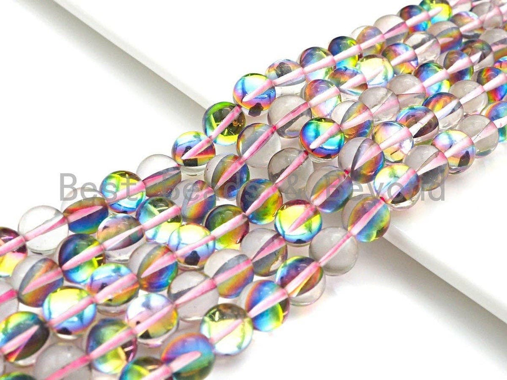 Aura Pinkish Rainbow Spectrolite Quartz, 8mm/10mm Round beads, sku#U599C