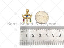 Load image into Gallery viewer, Gold Filled CZ Micro Pave Cobalt Blue Evil Eye Shape Pendant, 18K Gold Filled Evil Eye Charm, Necklace Bracelet Charm, 15x19mm, Sku#LD89