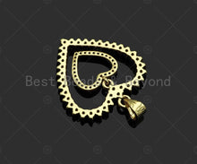Load image into Gallery viewer, Gold Filled CZ Micro Pave Heart Shape Pendant, 18K Gold Filled Charm, Necklace Bracelet Charm Pendant,26x28mm,Sku#LD94