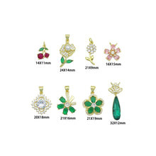 Load image into Gallery viewer, CZ Cherry Flower Crown clover Charm Pendant,Sku#LK1258