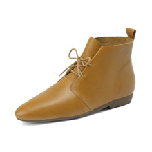 Load image into Gallery viewer, Women's Vintage Round Toe Ankle Boots - Genuine Leather Slip-On Chunky Heel Winter Boots