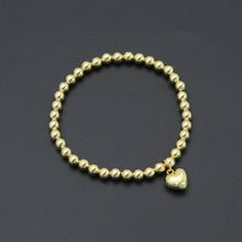 Load image into Gallery viewer, Gold Hematite Ball Beads with Puffy heart stretchy Bracelet, Sku#L726