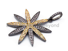 Load image into Gallery viewer, Dual Color CZ  Micro Pave Flower Pendant, Flower Shaped Pave Pendant, Gold/Rose Gold/Silver/Gunmetal plated, 39x30mm, Sku#F214