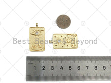 Load image into Gallery viewer, 14K Gold Filled Tarot Card Charm, Sun Star Moon Rectangle Shape Pendant,Gold Medallion Charm, Tarot Card Necklace  Pendant,18x34mm, Sku#CP16