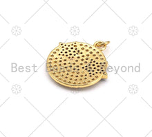 Load image into Gallery viewer, CZ Micro Pave Black Star Red Heart on Round Coin Pendant,18K Gold Filled Face Charm, Necklace Bracelet Charm22x24mm,Sku#L601