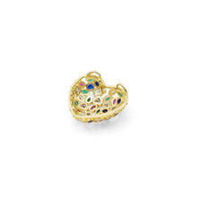 Load image into Gallery viewer, Clear Colorful CZ Gold Puffy Heart Pendant, Sku#LX320