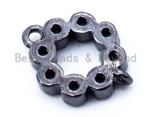 Load image into Gallery viewer, CZ Micro Pave Turquoise Flower Connector Charm, Blue Topaz CZ Pave in Gold,Rose Gold,Black, Charm Findings, 8x12mm, sku#M99