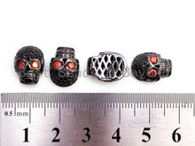 Load image into Gallery viewer, CZ Red Eye Skull Black CZ Pave On Black Micro Pave Beads, Cubic Zirconia Spacer Beads,12x10x7mm, sku#G316