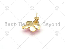 Load image into Gallery viewer, CZ Colorful Lilac Flower Enamel Earrings, Sku#J323