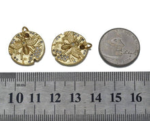 Load image into Gallery viewer, Gold CZ Bee Honeycomb On Round Coin Charm, Sku#LX89